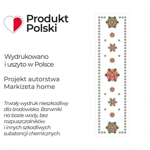 FOLK, GWIAZDA BETLEJEMSKA Bieżnik NINA WODOODPORNA, 38x140cm, kolor biały PBN341/KSP/C01/038140/1