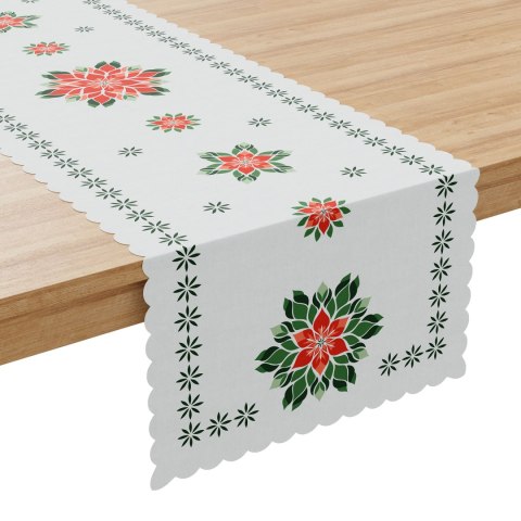 FOLK, GWIAZDA BETLEJEMSKA Bieżnik NINA WODOODPORNA, 38x140cm, kolor biały PBN341/KSP/C01/038140/1