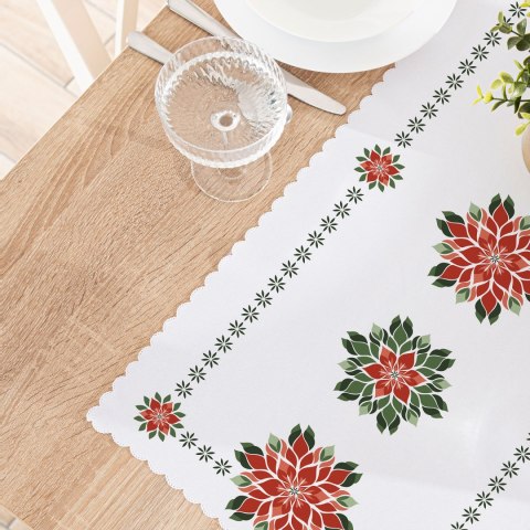 FOLK, GWIAZDA BETLEJEMSKA Bieżnik NINA WODOODPORNA, 50x100cm, kolor biały PBN341/KSP/C01/050100/1