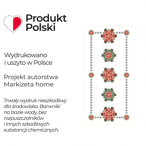 FOLK, GWIAZDA BETLEJEMSKA Bieżnik NINA WODOODPORNA, 50x100cm, kolor biały PBN341/KSP/C01/050100/1