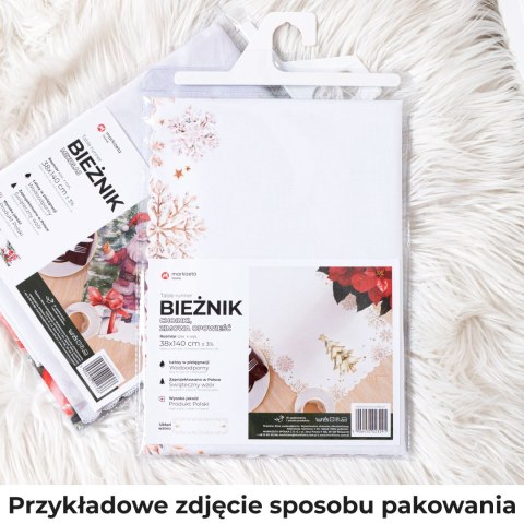 FOLK, GWIAZDA BETLEJEMSKA Bieżnik NINA WODOODPORNA, 50x100cm, kolor biały PBN341/KSP/C01/050100/1