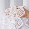 Firanka żakardowa ze wzorem pasowym, wys. 140cm, kolor biały 018534/000/001/000140/1