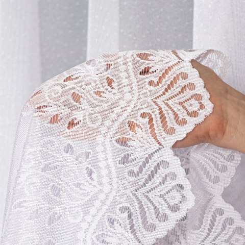 Firanka żakardowa ze wzorem pasowym, wys. 140cm, kolor biały 018534/000/001/000140/1