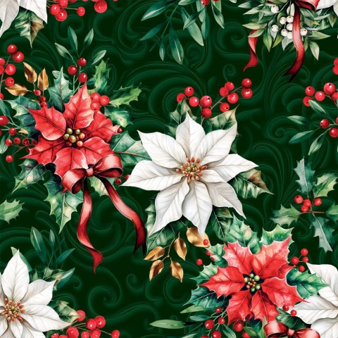 GWIAZDA BETLEJEMSKA Tkanina dekoracyjna NINA WODOODPORNA, szer. 160cm, kolor zielony DBN343/NIW/002/160000/1