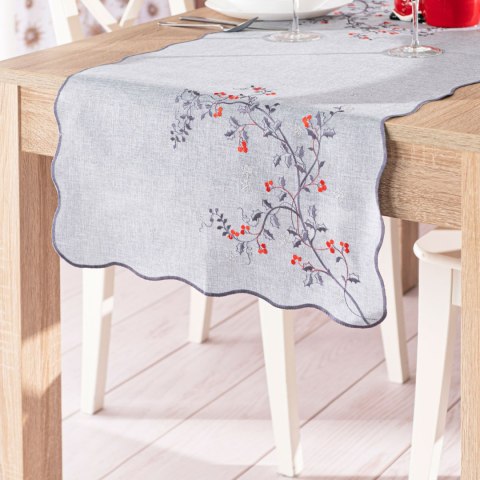 JARZĘBINOWY BLASK Bieżnik z haftem, 50x100cm, kolor 007 szary 645310/KSP/007/050100/1