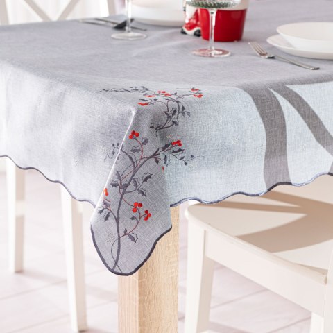 JARZĘBINOWY BLASK Obrus z haftem, 120cmx160cm, kolor 007 szary 645310/KSP/007/120160/1