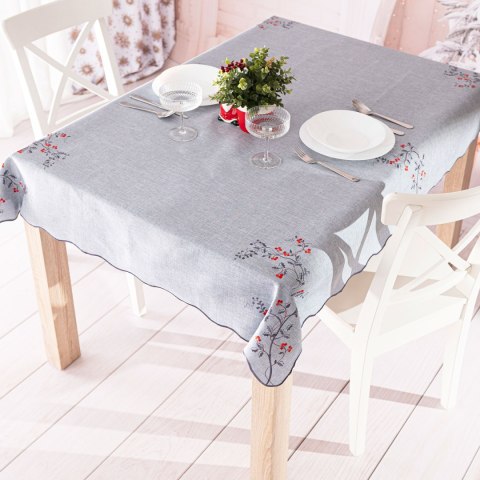 JARZĘBINOWY BLASK Obrus z haftem, 120cmx160cm, kolor 007 szary 645310/KSP/007/120160/1