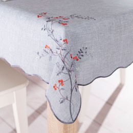 JARZĘBINOWY BLASK Obrus z haftem, 140cmx180cm, kolor 007 szary 645310/KSP/007/140180/1