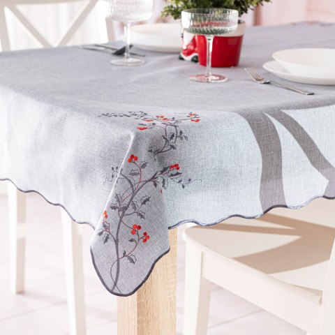 JARZĘBINOWY BLASK Obrus z haftem, 140cmx220cm, kolor 007 szary 645310/KSP/007/140220/1