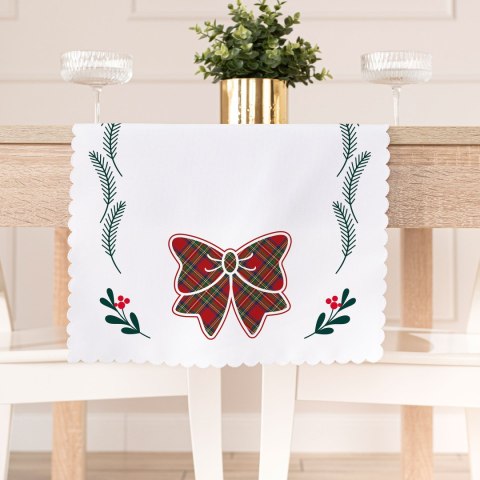 KOKARDA SZKOTI Bieżnik NINA WODOODPORNA, 38x140cm, kolor biały PBN347/KSP/C01/038140/1