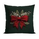 KOKARDA Z EFEKTEM WYSZYWANIA Poszewka dekoracyjna VELVET, 40x40cm, kolor 002 zielony PBN364/POP/002/040040/1