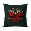 KOKARDA Z EFEKTEM WYSZYWANIA Poszewka dekoracyjna VELVET, 40x40cm, kolor 002 zielony PBN364/POP/002/040040/1