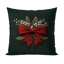 KOKARDA Z EFEKTEM WYSZYWANIA Poszewka dekoracyjna VELVET, 40x40cm, kolor 002 zielony PBN364/POP/002/040040/1