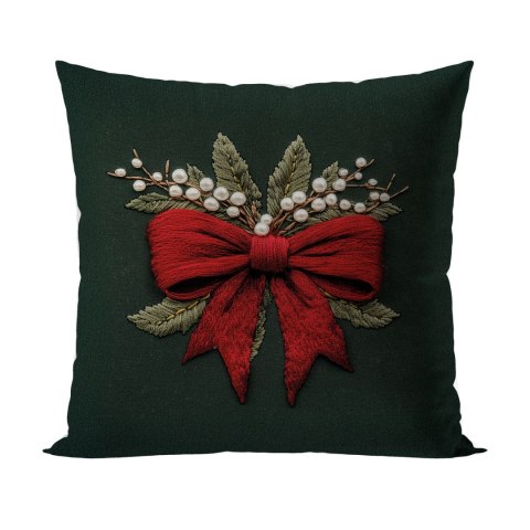 KOKARDA Z EFEKTEM WYSZYWANIA Poszewka dekoracyjna VELVET, 40x40cm, kolor 002 zielony PBN364/POP/002/040040/1