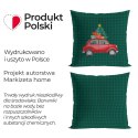 KRATA Z SAMOCHODEM, BAJKOWE ŚWIĘTA Poszewka dekoracyjna VELVET, 40x40cm, kolor 002 zielony PBN354/POP/002/040040/1