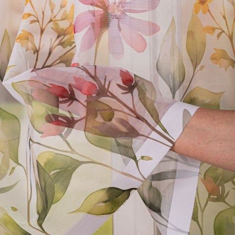 KWIATOWA ŁĄKA Firanka żakardowa 023426, wys. 150cm, kolor biały D00308/000/001/000150/1