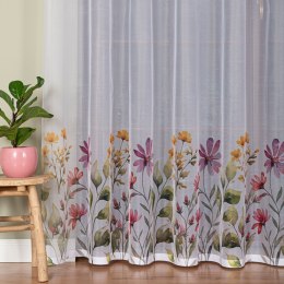 KWIATOWA ŁĄKA Firanka żakardowa 023426, wys. 230cm, kolor biały D00308/000/001/000230/1