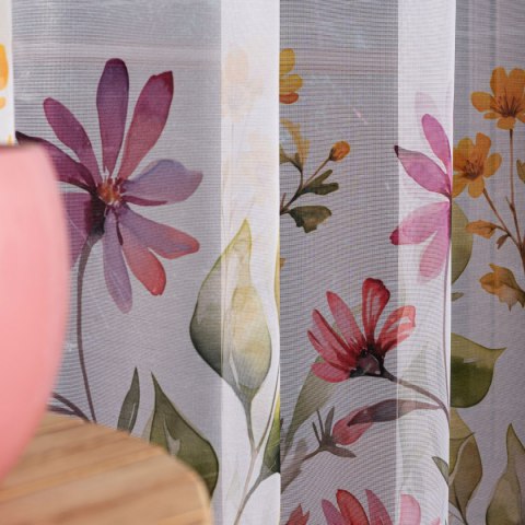 KWIATOWA ŁĄKA Firanka żakardowa 023426, wys. 240cm, kolor biały D00308/000/001/000240/1