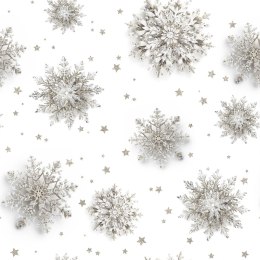 SREBRNE ŚNIEŻYNKI Tkanina dekoracyjna NINA WODOODPORNA, szer. 160cm, kolor biały DBN160/NIW/005/160000/1