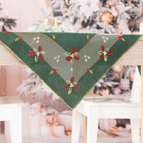 ŚWIĄTECZNE KOKARDKI Serweta z haftem, 85x85cm, kolor zielony 295161/KSP/002/085085/1