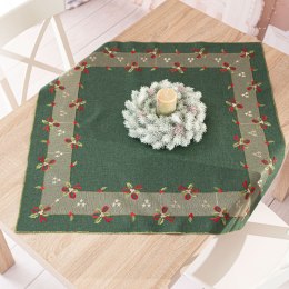 ŚWIĄTECZNE KOKARDKI Serweta z haftem, 85x85cm, kolor zielony 295161/KSP/002/085085/1