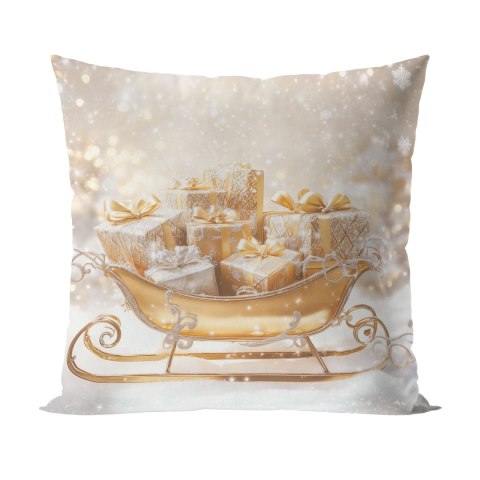 ZŁOTE SANIE Poszewka dekoracyjna VELVET, 40x40cm, kolor biało-złoty PBN370/POP/001/040040/1