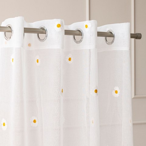 BELLIS Firana gotowa, haftowana na przelotkach z ołowianką, 250x140cm