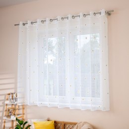 BELLIS Firana gotowa na przelotkach, haftowana z ołowianką, 160x300cm