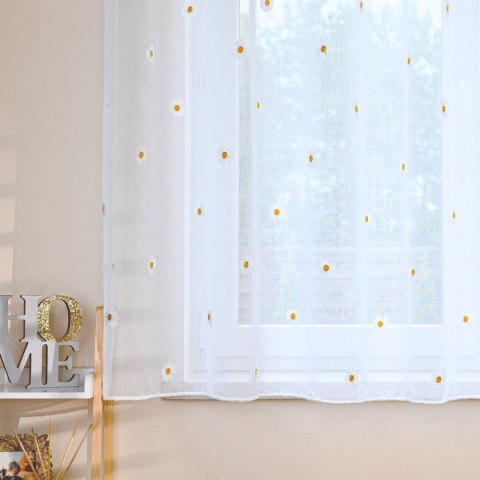 BELLIS Firana gotowa na taśmie, haftowana z ołowianką, 160x300cm, kolor biały