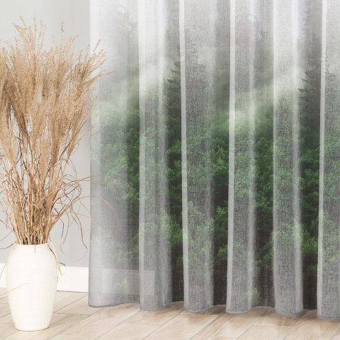 FOREST Firana z ołowianką ETAMINA wzór od dołu, wys. 295cm, kolor 002 zielony D00317/ETO/D02/000295/1