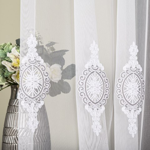 Firanka haftowana pasowa, wys.285cm, kolor 002 biały z szaro-białą nicią FH0030/768/002/000285/1
