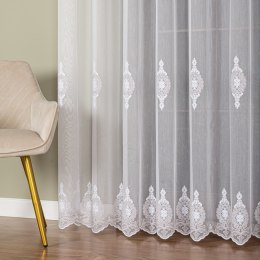 Firanka haftowana pasowa, wys.285cm, kolor 003 biały z beżowo-białą nicią FH0030/768/003/000285/1