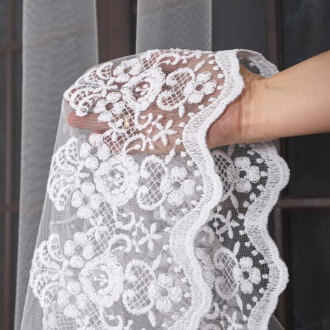 Firanka haftowana z samym dołem, wys.300cm, kolor biały FH0036/020/001/000300/1