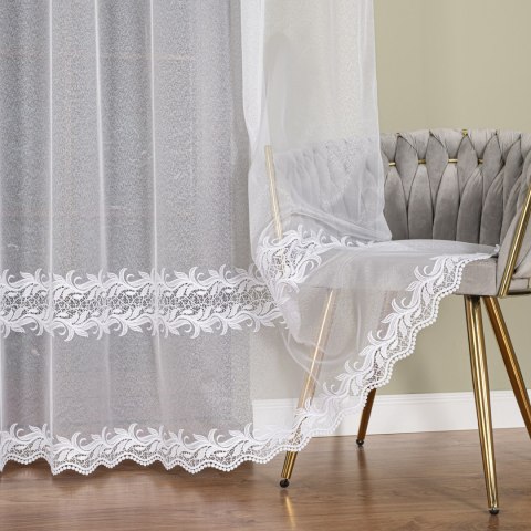 Firanka z aplikacją na markizecie, wys. 280cm, kolor biały 113084/433/001/000280/1