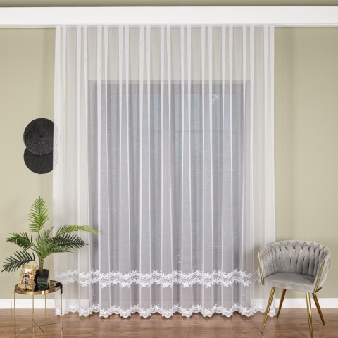 Firanka z aplikacją na markizecie, wys. 280cm, kolor biały 113084/433/001/000280/1