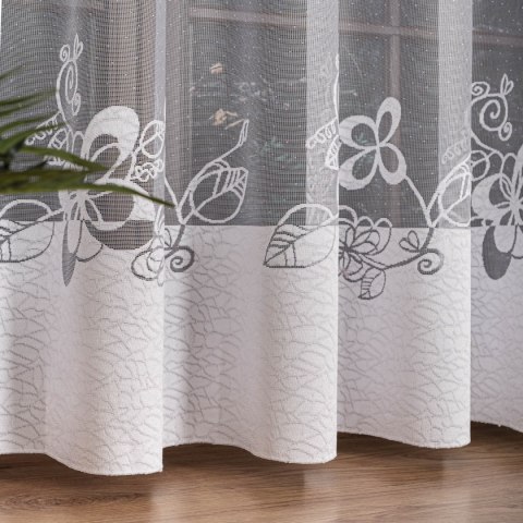 Firanka żakardowa ze wzorem na samym dole, wys. 155cm, kolor biały 107199/000/001/000155/1