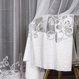 Firanka żakardowa ze wzorem na samym dole, wys. 175cm, kolor biały 107199/000/001/000175/1