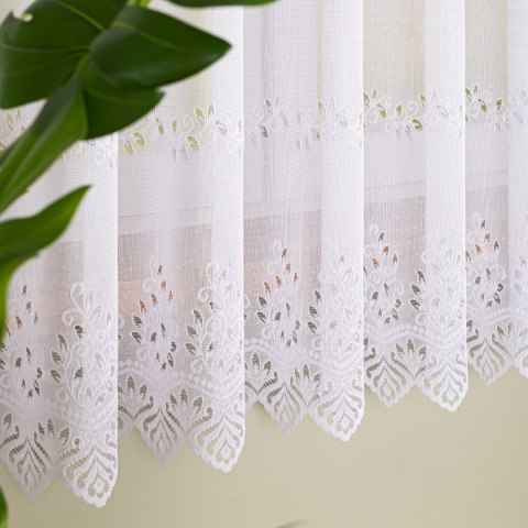 Firanka żakardowa ze wzorem pasowym, wys. 100cm, kolor biały 018534/000/001/000100/1