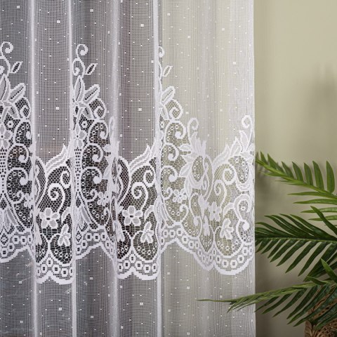Firanka żakardowa ze wzorem pasowym, wys. 160cm, kolor biały 019461/000/001/000160/1