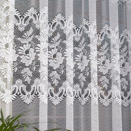 Firanka żakardowa ze wzorem pasowym, wys. 170cm, kolor biały 361270/000/001/000170/1