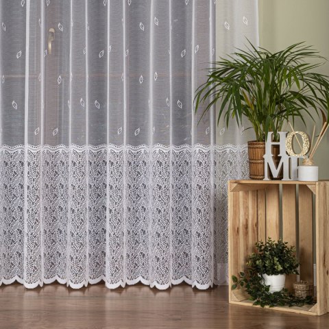Firanka żakardowa ze wzorem pasowym, wys. 250cm, kolor biały 044288/000/001/000250/1