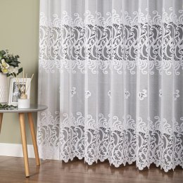 Firanka żakardowa ze wzorem pasowym, wys. 250cm, kolor biały 107871/000/001/000250/1