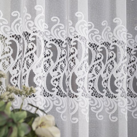 Firanka żakardowa ze wzorem pasowym, wys. 250cm, kolor biały 107871/000/001/000250/1