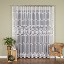 Firanka żakardowa ze wzorem pasowym, wys. 300cm, kolor biały 361270/000/001/000300/1