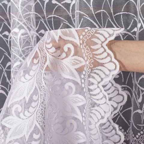 Firanka żakardowa ze wzorem po całości, wys. 160cm, kolor biały 049348/000/001/000160/1