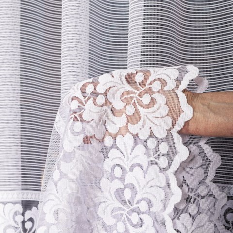 Firanka żakardowa ze wzorem po całości, wys. 170cm, kolor biały 017563/000/001/000170/1