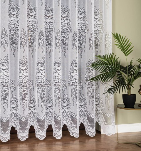 Firanka żakardowa ze wzorem po całości, wys. 220cm, kolor biały 361350/000/001/000220/1