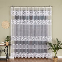 Firanka żakardowa ze wzorem pasowym, wys. 250cm, kolor biały 017563/000/001/000250/1