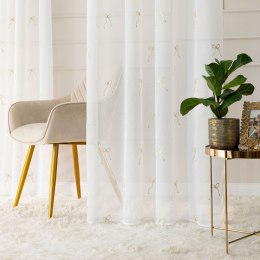 KOKARDKA Firana gotowa na etaminie, haftowana, na przelotkach z ołowianką, 250x140cm, kolor biały/złoty