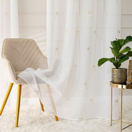 KOKARDKA Firana gotowa na etaminie, haftowana, na taśmie, z ołowianką, 250x140cm, kolor 002 biały ze złotym